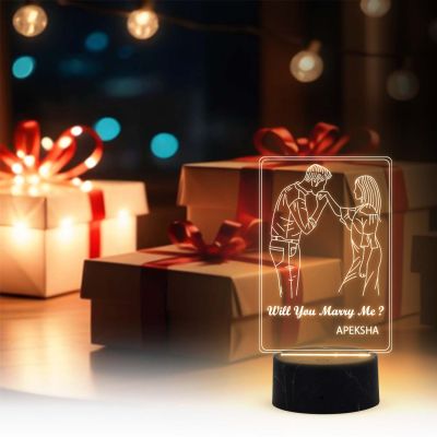 Will You Marry me Couple Night lamp with Warm White Light Customized with Name Gift for Wife , Husband